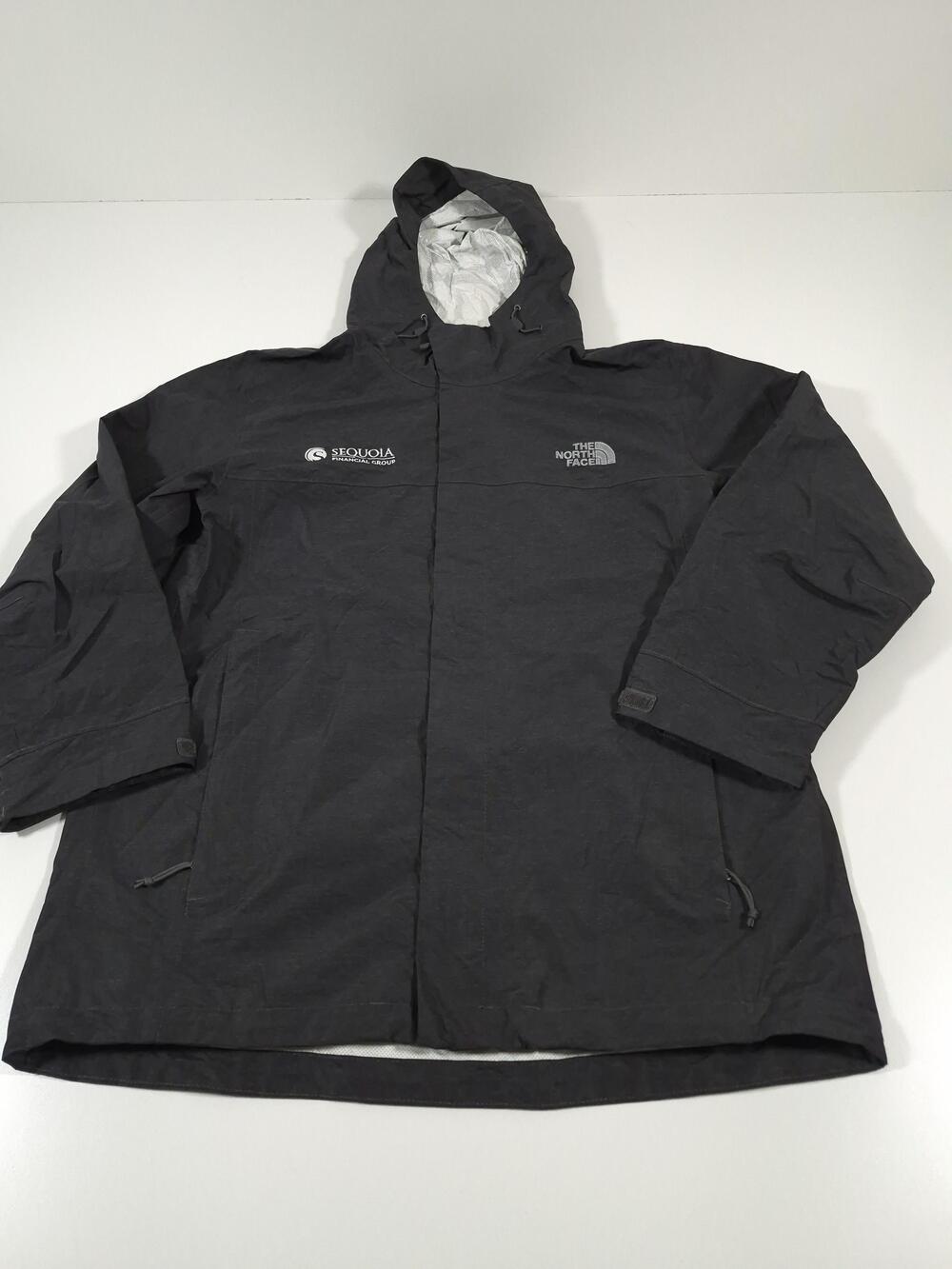 The North Face Jacket Mens M Gray Hooded Full Zip Sequoia Logo Windbreaker